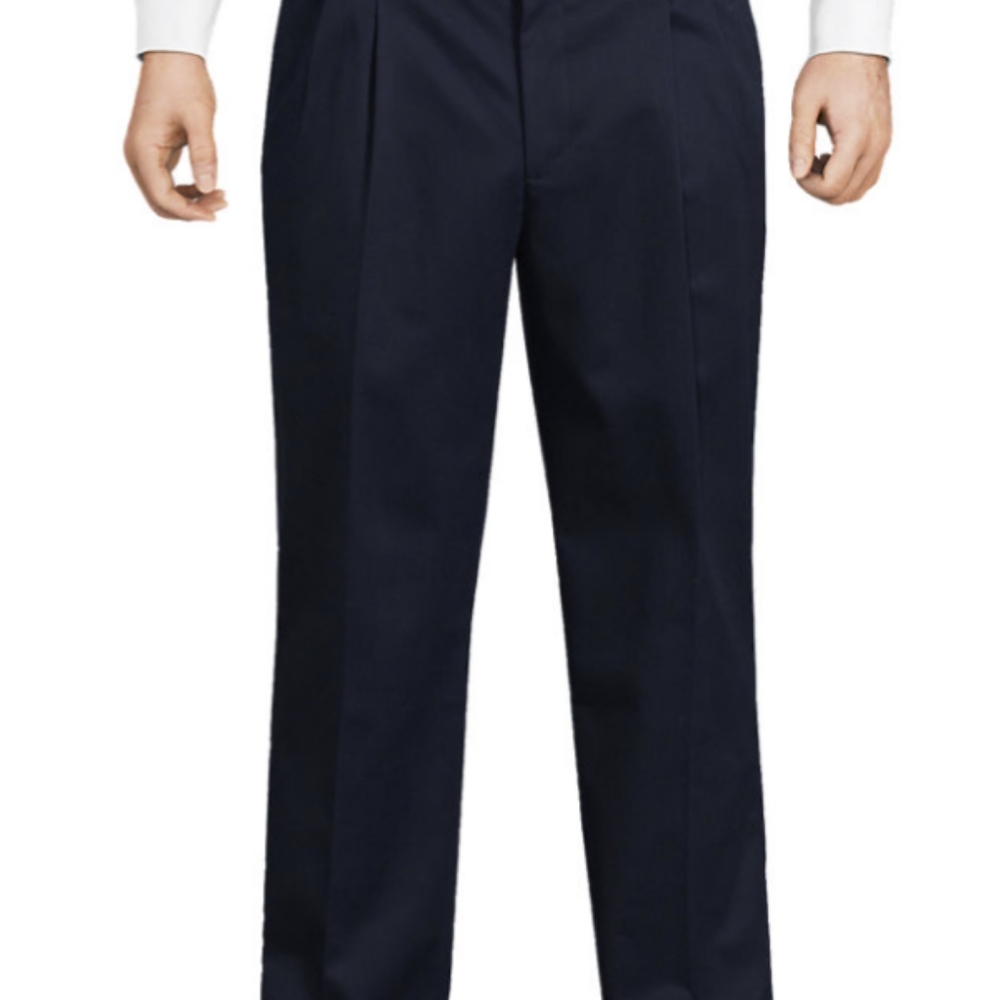 Lands End size 48 Traditional fit pleated navy chinos. New